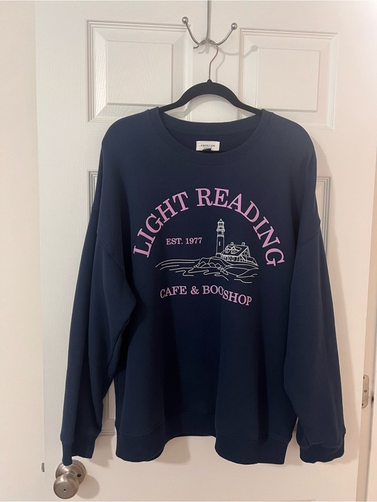 American Eagle Outfitters Tops - American Eagle Outfitters Navy Crewneck Sweatshirt with Pink Lettering